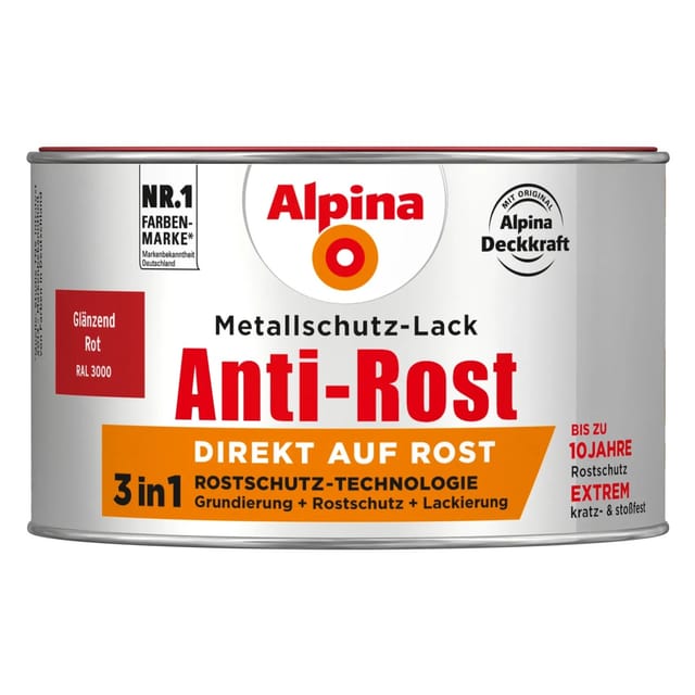 Alpina Metallschutz-Lack Anti-Rost Rot glänzend 300 ml