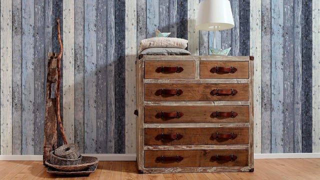 Vliestapete Surfing & Sailing Holz Blau FSC®