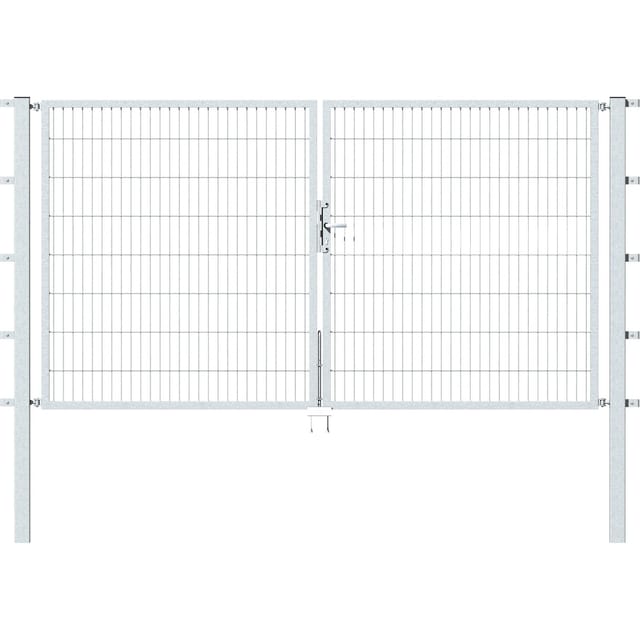 Metallzaun Doppeltor für Doppelstabmatte Feuerverzinkt 180 cm x 300 cm