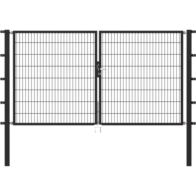 Metallzaun Doppeltor für Doppelstabmatte Anthrazit 180 cm x 300 cm