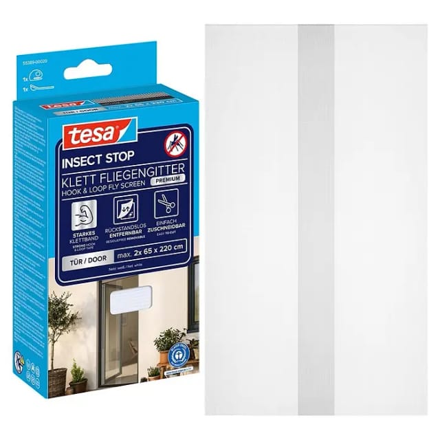 tesa® Insect Stop Klett Fliegengitter Premium Türen weiß