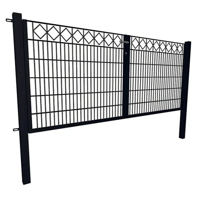 Gartentor Dekor 2-Flügelig Karo 120 cm x 300 cm Anthrazit