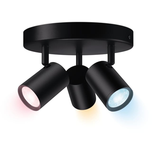 WIZ Deckenleuchte Imageo 3er-Spot Tunable White & Color 1035,m Schwarz Ø 12,3cm