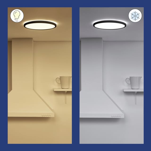 WiZ LED-Deckenleuchte SuperSlim Tunable White 1300,m Schwarz Ø 24,2 cm