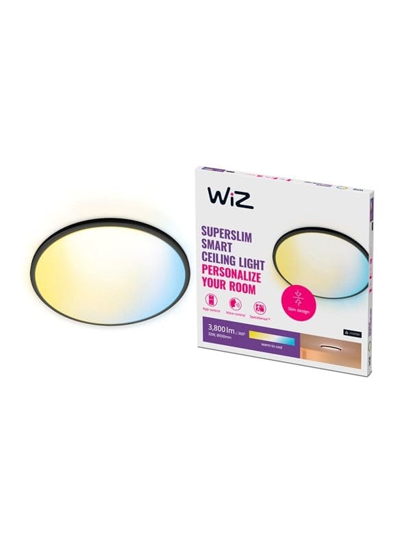 WiZ LED-Deckenleuchte SuperSlim Tunable White 3800,m Schwarz Ø 55 cm