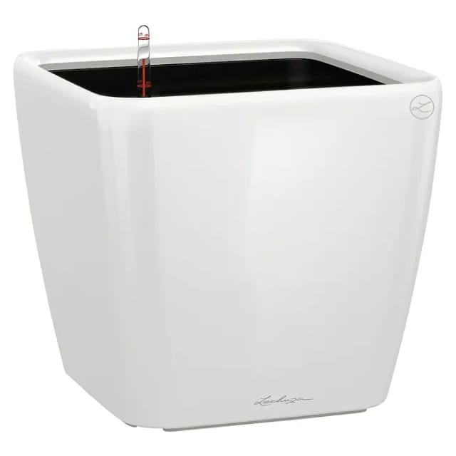 Lechuza® Pflanzgefäß Quadro Premium LS 22 cm x 22 cm x 21 cm Weiß hochglanz