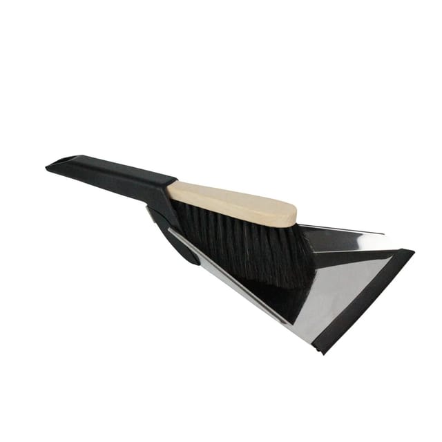 LUX-TOOLS Edelstahl-Kehrgarnitur Handfeger Holz mit Lippe