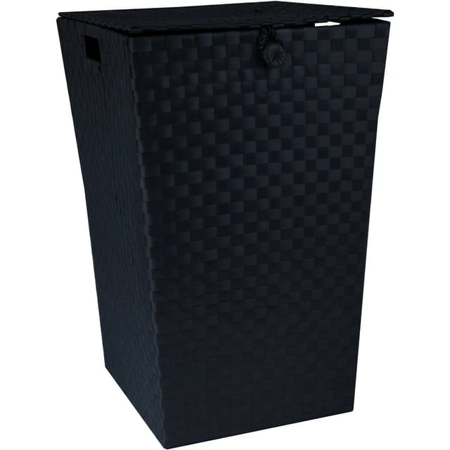 Wäschekorb PP-Geflecht mit Deckel 35 cm x 35 cm x 55,5 cm Schwarz