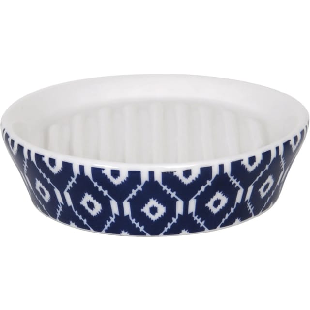Seifenschale Ikat Keramik Blau-Weiß