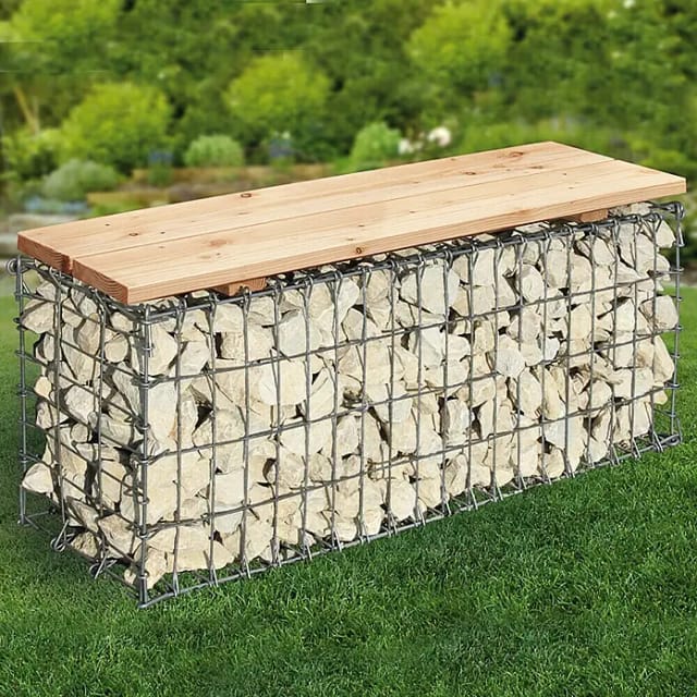 Gabionen-Gartenbank 100 cm x 46 cm x 30 cm