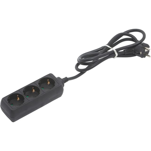 Steckdosenleiste 3-fach Schwarz 1,4 m