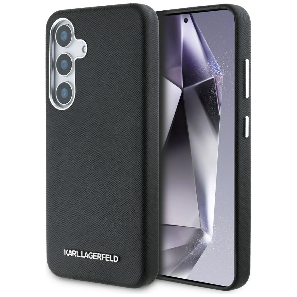Karl Lagerfeld Saffiano Schutzhülle Mit Länglichem Metalllogo Und Magsafe-design Für Samsung Galaxy S25+ Schwarz