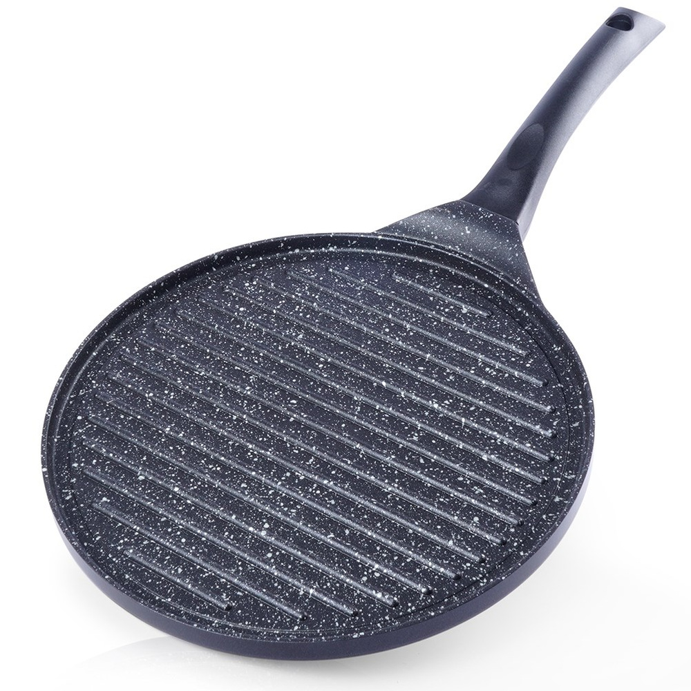 Runde Granit-grillpfanne Zum Grillen Von Fleisch, Fisch Und Gemüse, 27 Cm