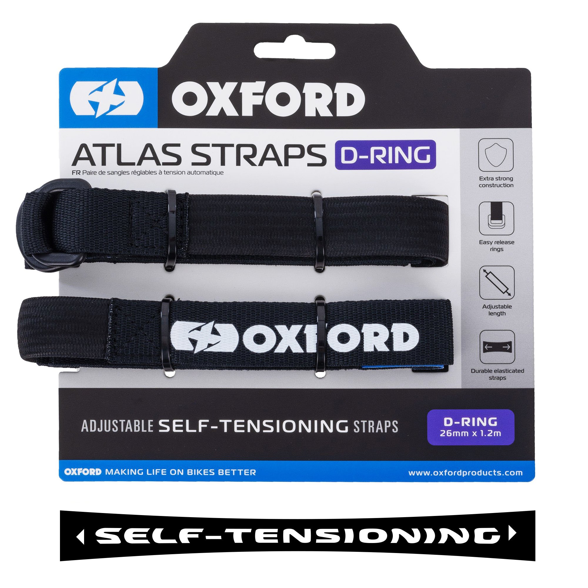 Oxford Atlas D-ring-gepäckgurte 26 Mm X 1,2 M Schwarz