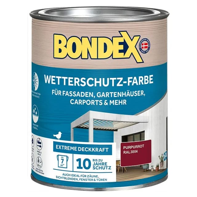 Bondex Wetterschutz-Farbe RAL 3004 Purpurrot 750 ml