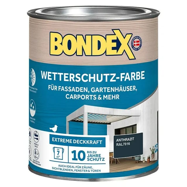 Bondex Wetterschutz-Farbe RAL 7016 Anthrazit 750 ml