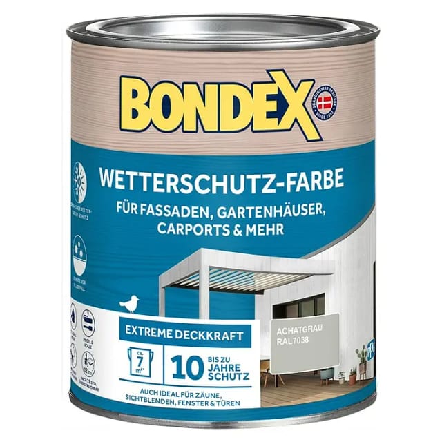 Bondex Wetterschutz-Farbe RAL 7038 Achatgrau 750 ml