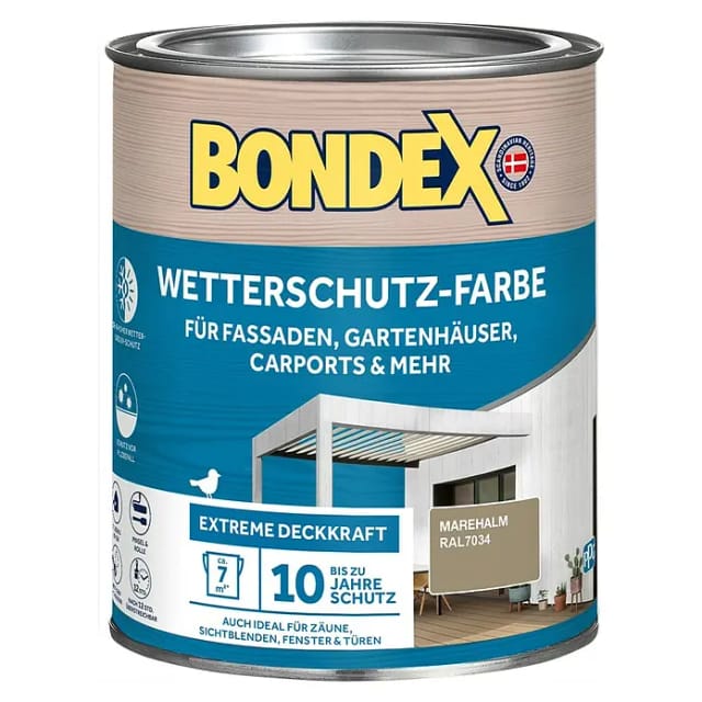 Bondex Wetterschutz-Farbe RAL 7034 Marehalm 750 ml