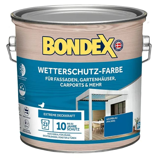 Bondex Wetterschutz-Farbe RAL 5009 Azurblau 2,5,