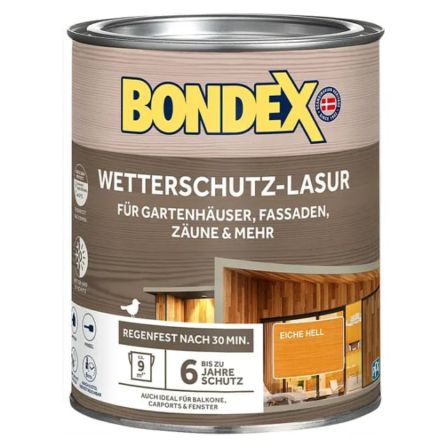 Bondex Wetterschutz-Lasur Eiche Hell 750 ml