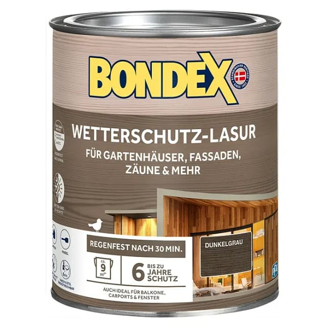 Bondex Wetterschutz-Lasur Dunkelgrau 750 ml