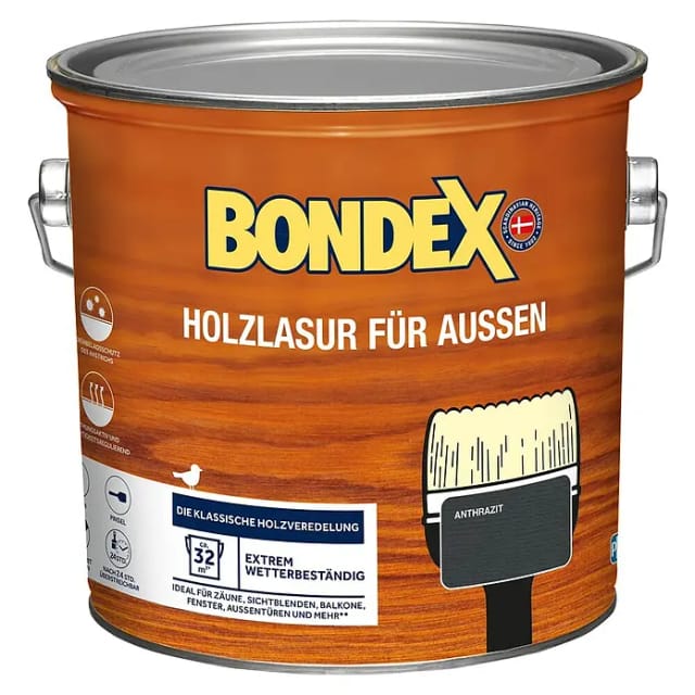 Bondex Holzlasur für Außen Anthrazit 2,5,