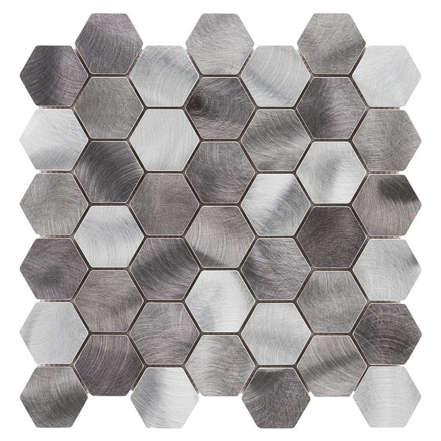 Mosaik Aluminium Silver Hexagon 30 cm x 30 cm