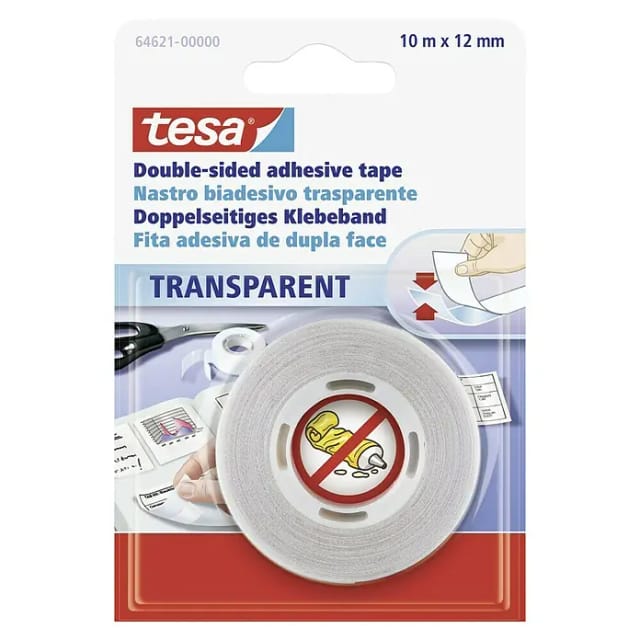 Tesa Doppelseitiges Klebeband Transparent 10 m x 12 mm