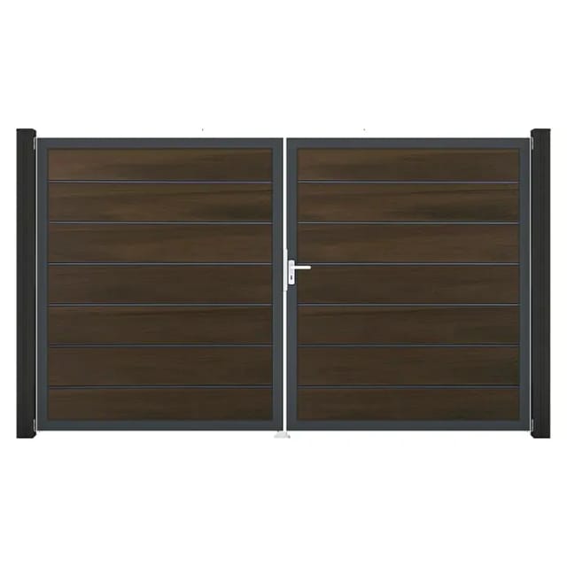 GroJa Grande Steckzaun Tor Premium DIN Rechts DB Walnuss