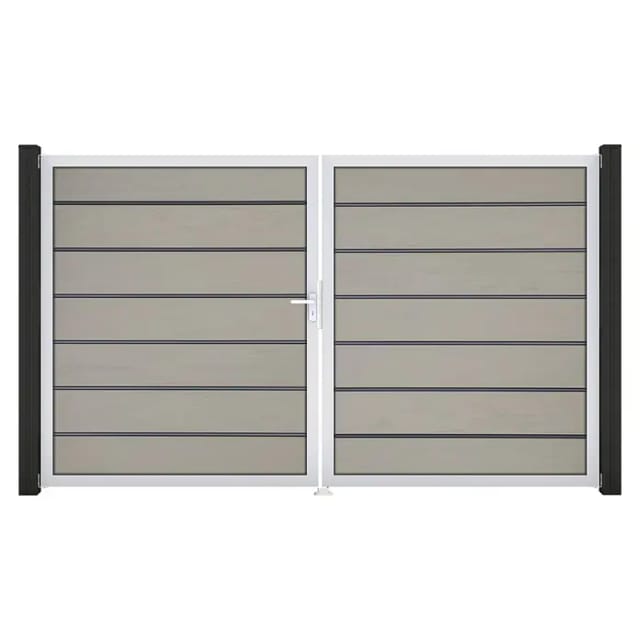 GroJa Grande Steckzaun Tor Premium DIN Links EV1 Bi-Color Sand