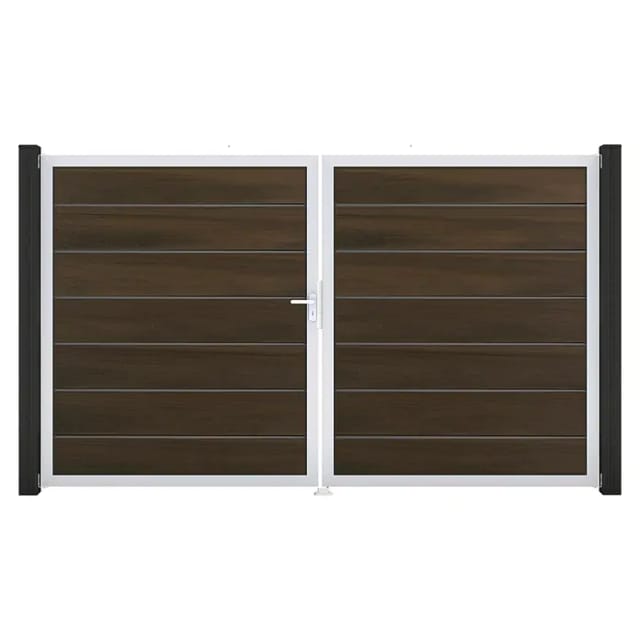 GroJa Grande Steckzaun Tor Premium DIN Links EV1 Walnuss