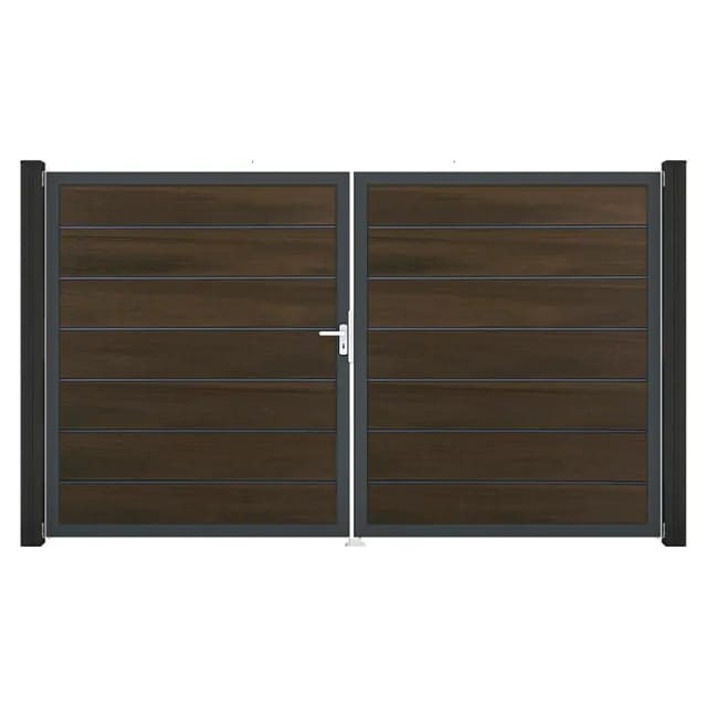 GroJa Grande Steckzaun Tor Premium DIN Links DB Walnuss