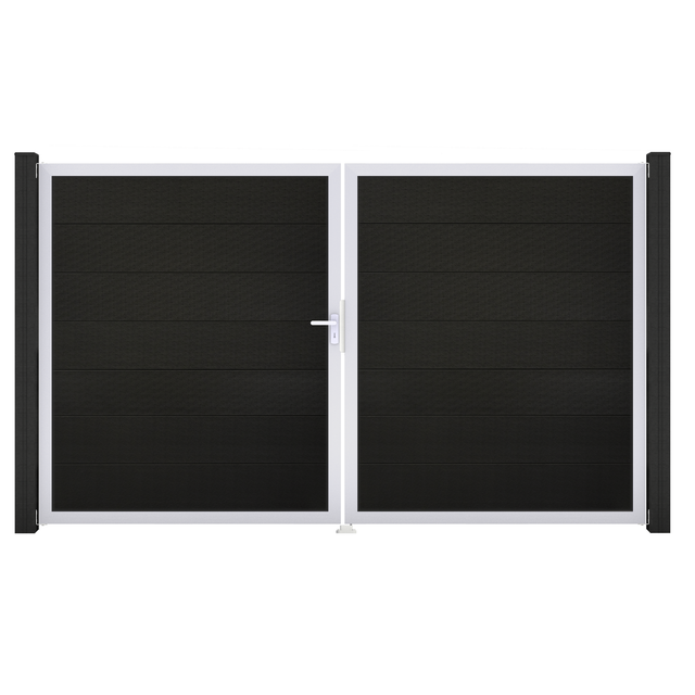 GroJa Steckzaun Tor Grande DIN Links EV1 Schwarz co-extrudiert