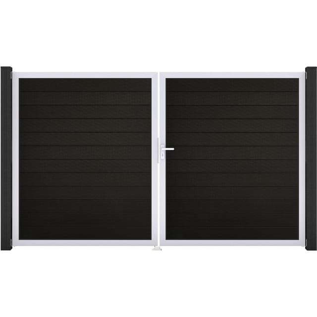 GroJa Solid Steckzaun Tor DIN Rechts EV1 Schwarz co-extrudiert