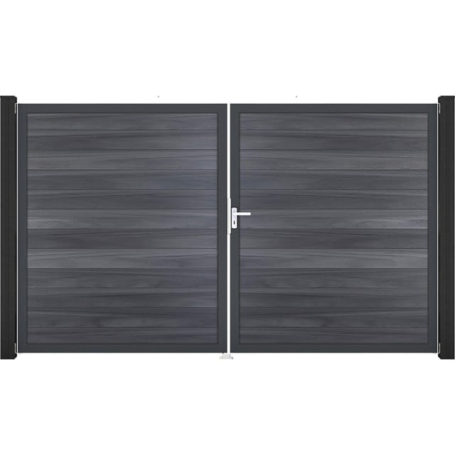 GroJa Solid Steckzaun Tor DIN Rechts DB Steingrau co-extrudiert