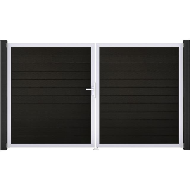 GroJa Solid Steckzaun Tor DIN Links EV1 Schwarz co-extrudiert