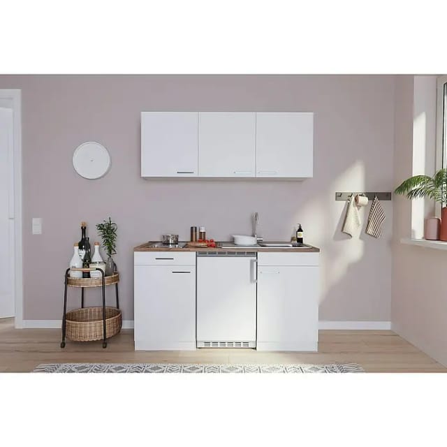 Respekta Economy Küchenzeile KB150WWC 150 cm Weiß Glänzend