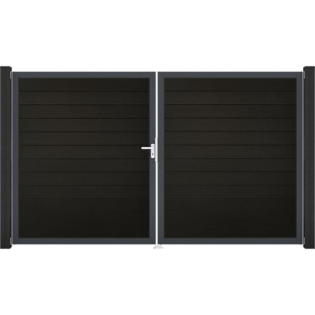 GroJa Solid Steckzaun Tor DIN Links DB Schwarz co-extrudiert