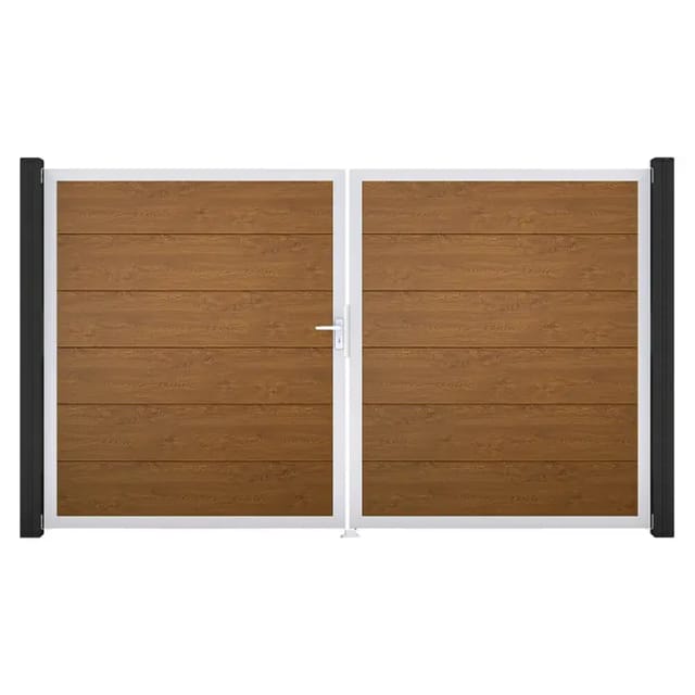 GroJa Steckzaun Tor BasicLine DIN Links EV1 Golden Oak