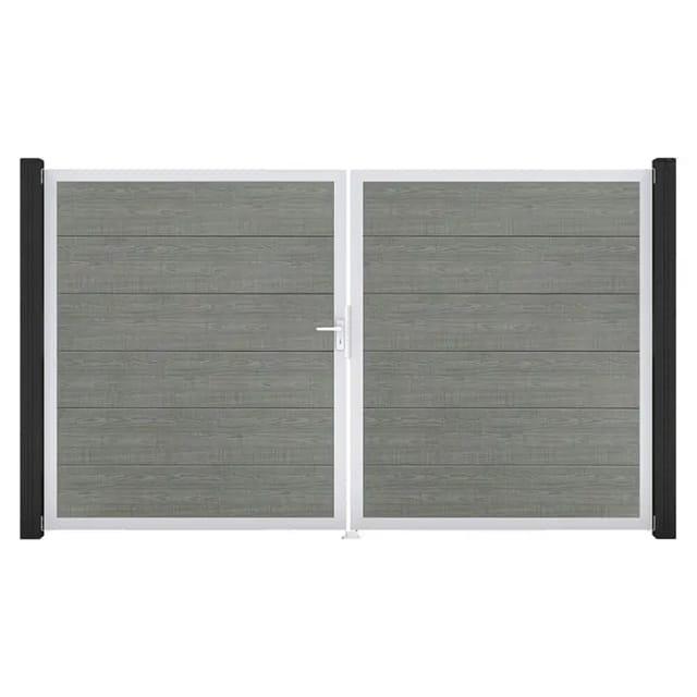 GroJa Steckzaun Tor BasicLine DIN Links EV1 Grey Ash Cut