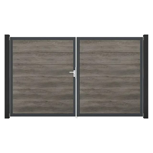 GroJa Steckzaun Tor BasicLine DIN Links DB Monument Oak