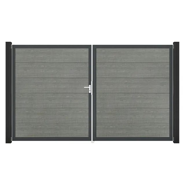 GroJa Steckzaun Tor BasicLine DIN Links DB Grey Ash Cut