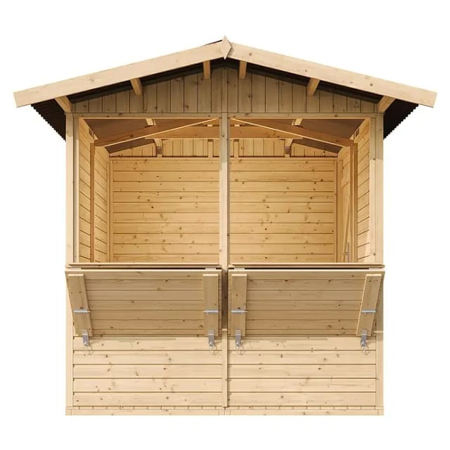 Timbela Marktbude Holz M149 4,08 m² mit 2 Theken