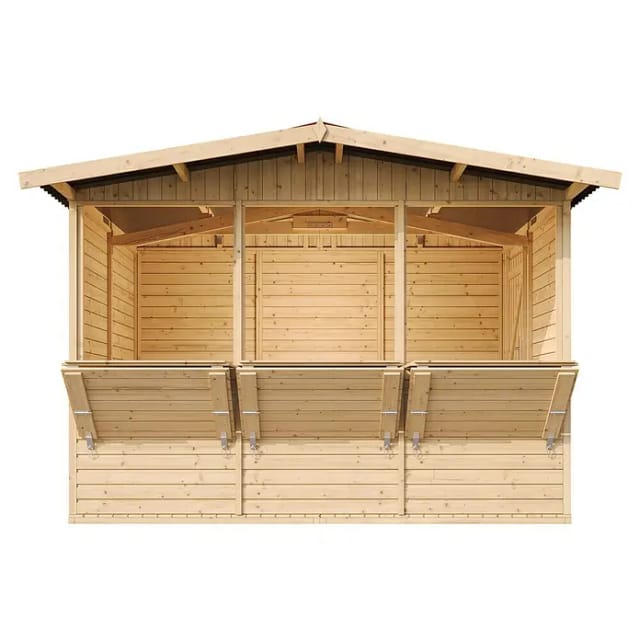 Timbela Marktbude Holz M150A 6,03 m² mit 3 Theken