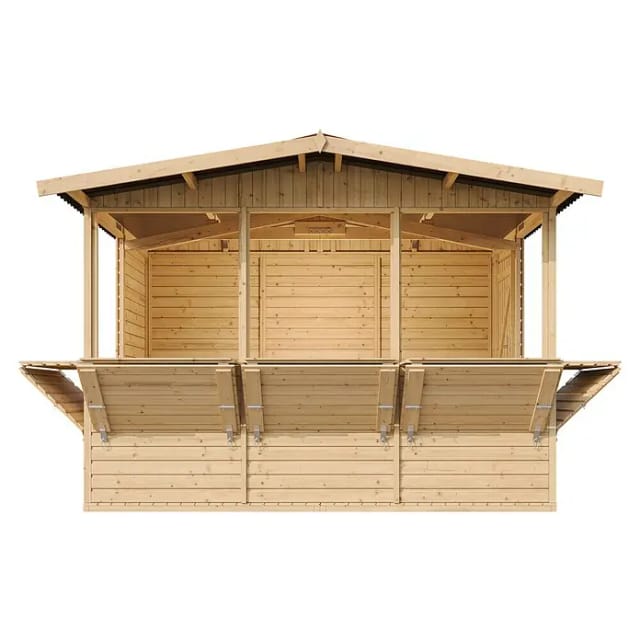 Timbela Marktbude Holz M150B 6,03 m² mit 5 Theken