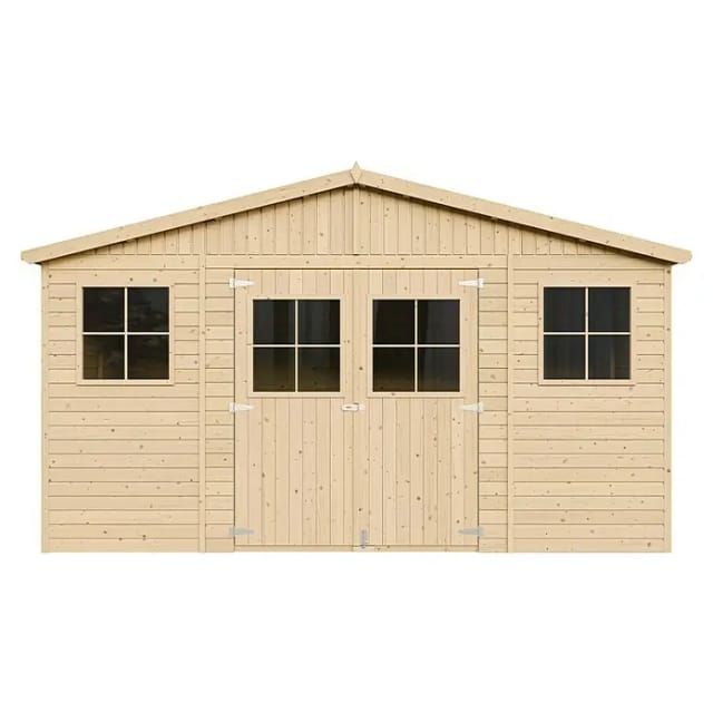 Timbela Gartenhaus Holz M331+M331G 11,91 m² mit Fenstern und Boden