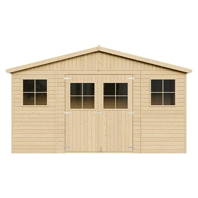 Timbela Gartenhaus Holz M332+M332G 7,98 m² mit Fenstern und Boden