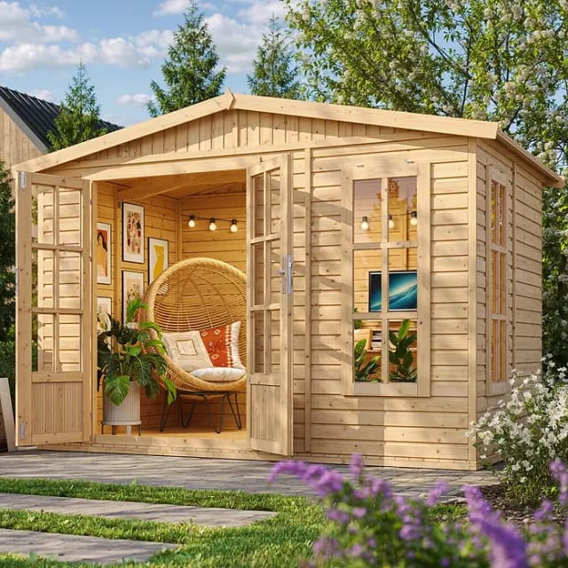 Timbela Gartenhaus Holz M334FB 6,03 m² ohne Dachziegel Natur mit Boden