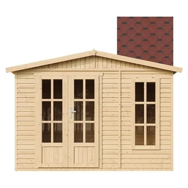 Timbela Gartenhaus Holz M334FB+H334FBRED 6,03 m² Dachziegel Rot mit Boden