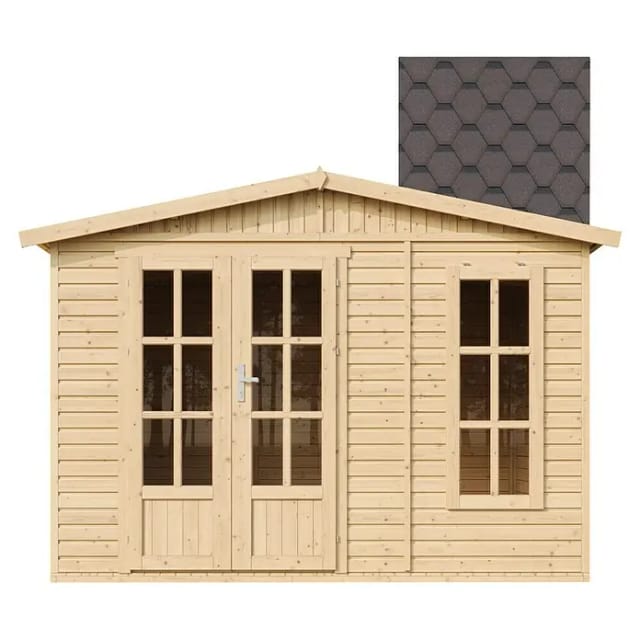 Timbela Gartenhaus Holz M334FB+H334FBBROWN 6,03 m² Dachziegel Braun mit Boden